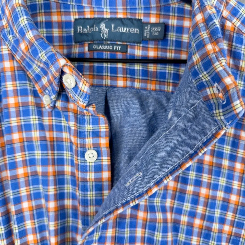 Vtg Ralph Lauren Classic Fit Plaid Check Double Faced Cotton Shirt Mens 2XB Pony - Picture 6 of 14